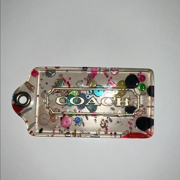 🥳🎉 3.5" Coach Poppy XL Multicolor Confetti Lucite Hangtag Bag Fob Charm Keychain - Picture 7 of 12